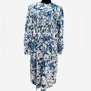 Vintage Star of Siam by Jeanoel Haxo Dress Size 10 Blue Floral Cotton Pleated
